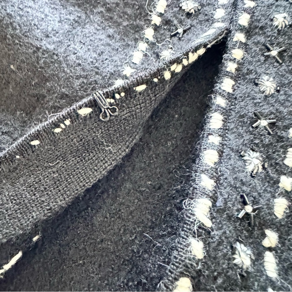 Alexandra Bartlett Black Wool Embroidered Jacket Cardigan XL Boho Artisan - Picture 9 of 13
